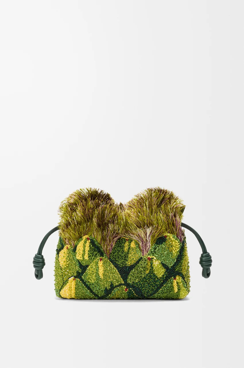 Green Plush Beaded Clutch