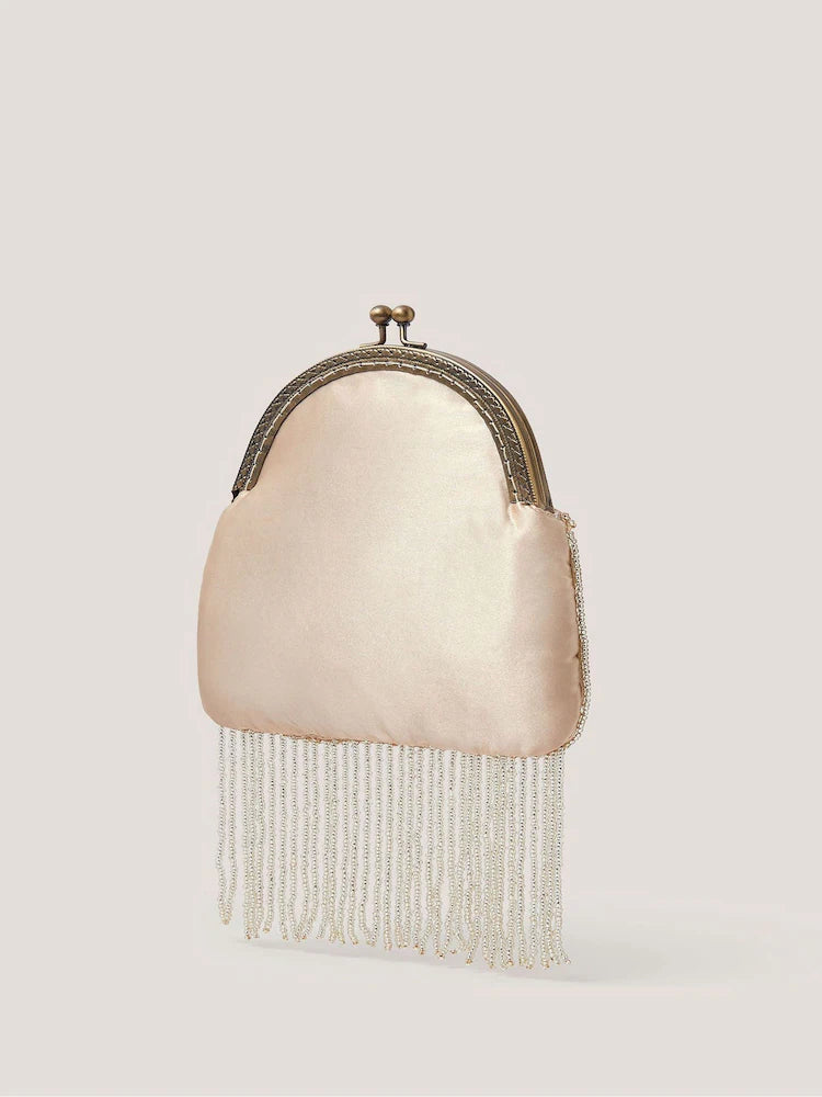 Gem-embellished tassel clutch