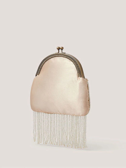 Gem-embellished tassel clutch